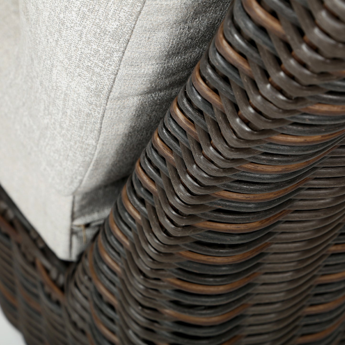 Laurent Armless Chair Section Chestnut Weave Detail Fresco Flax Fabric, image 9