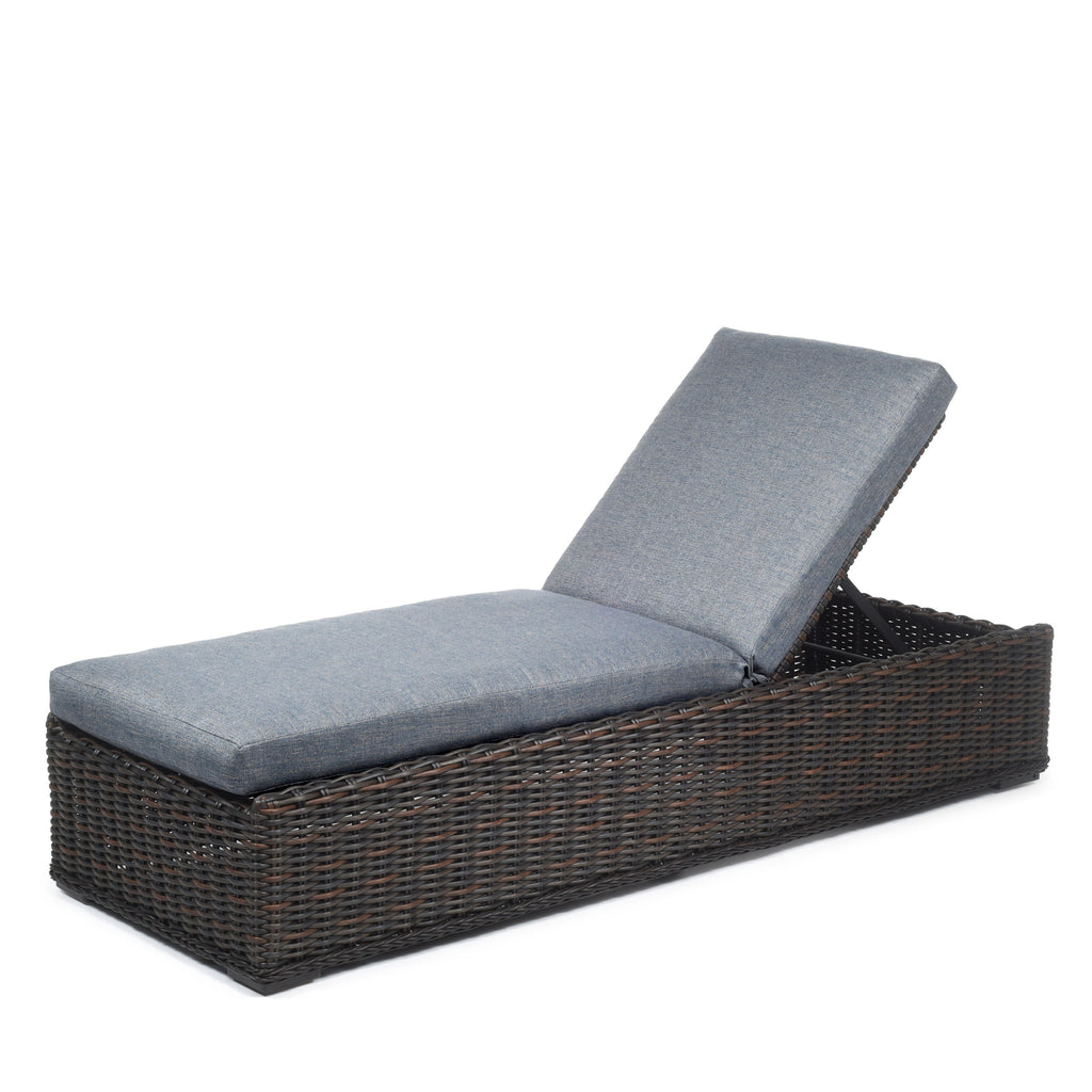 Laurent Chaise Lounge Chestnut Weave Adena Denim Fabric