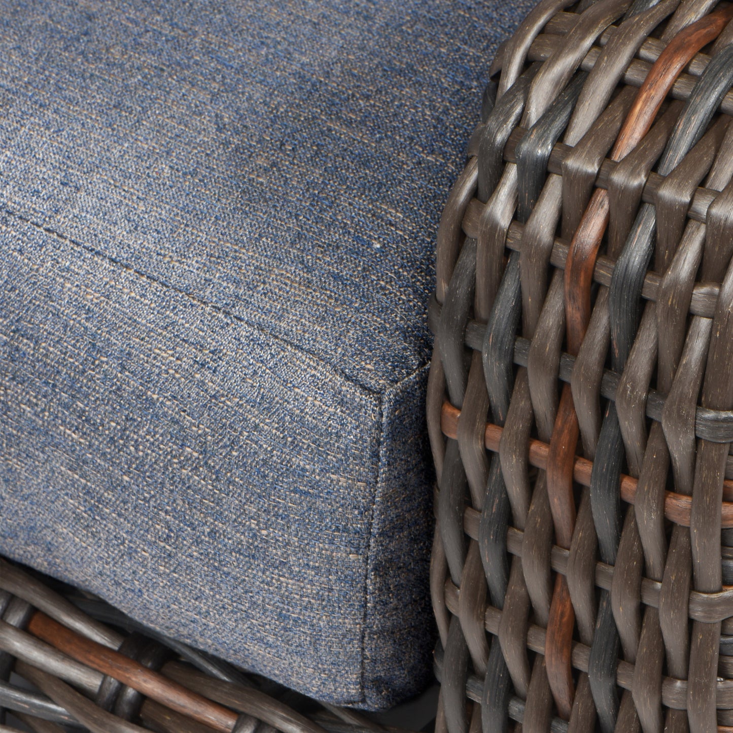 Laurent Club Chair Chestnut Weave Adena Denim Fabric Detail, image 7