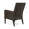 Laurent Dining Arm Chair Chestnut Weave Adena Denim Fabric Back