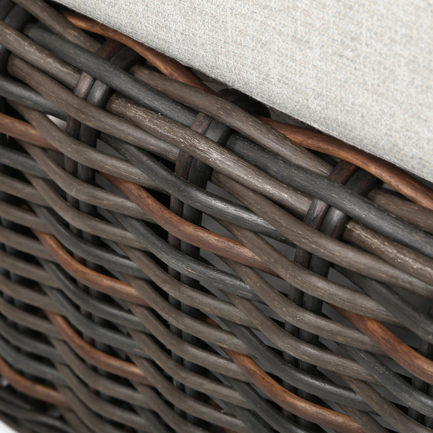 Laurent Ottoman Chestnut Weave Detail Fresco Flax Fabric, image 7