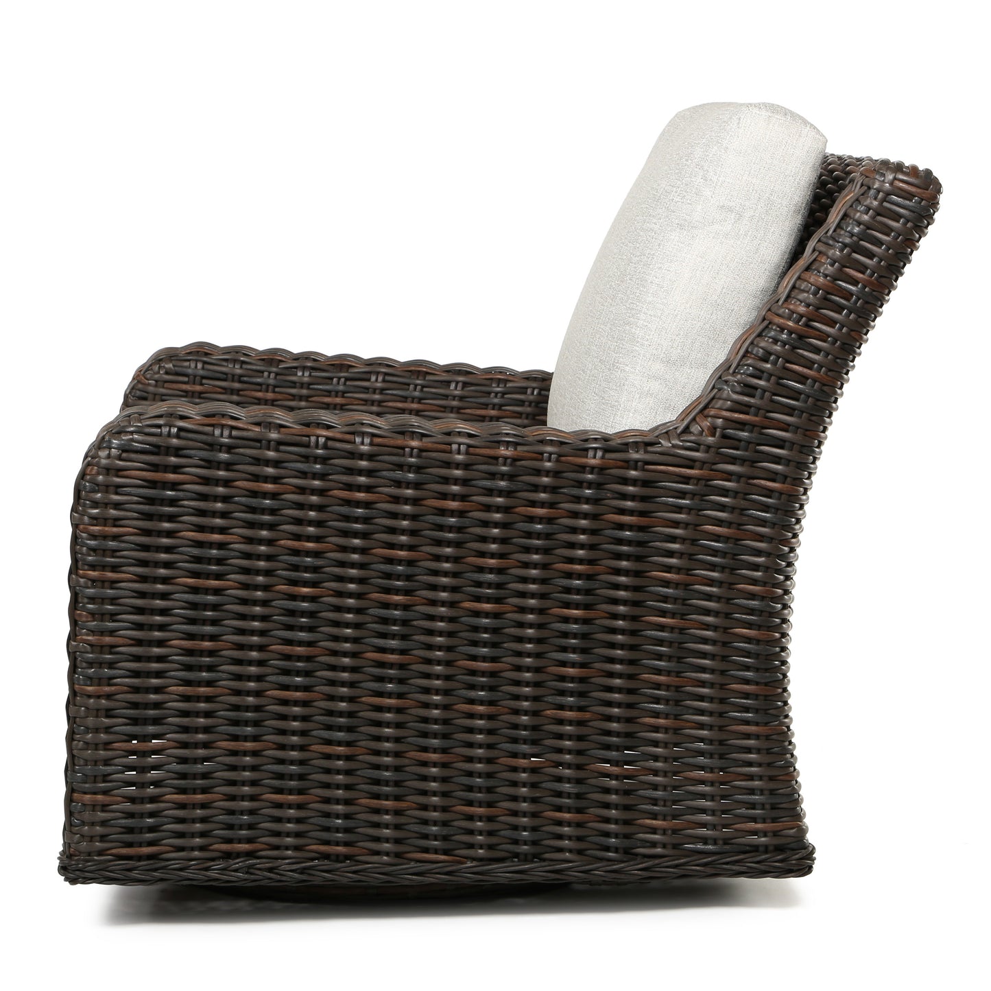 Laurent Swivel Club Chair Chestnut Weave Fresco Flax Fabric Side, image 9