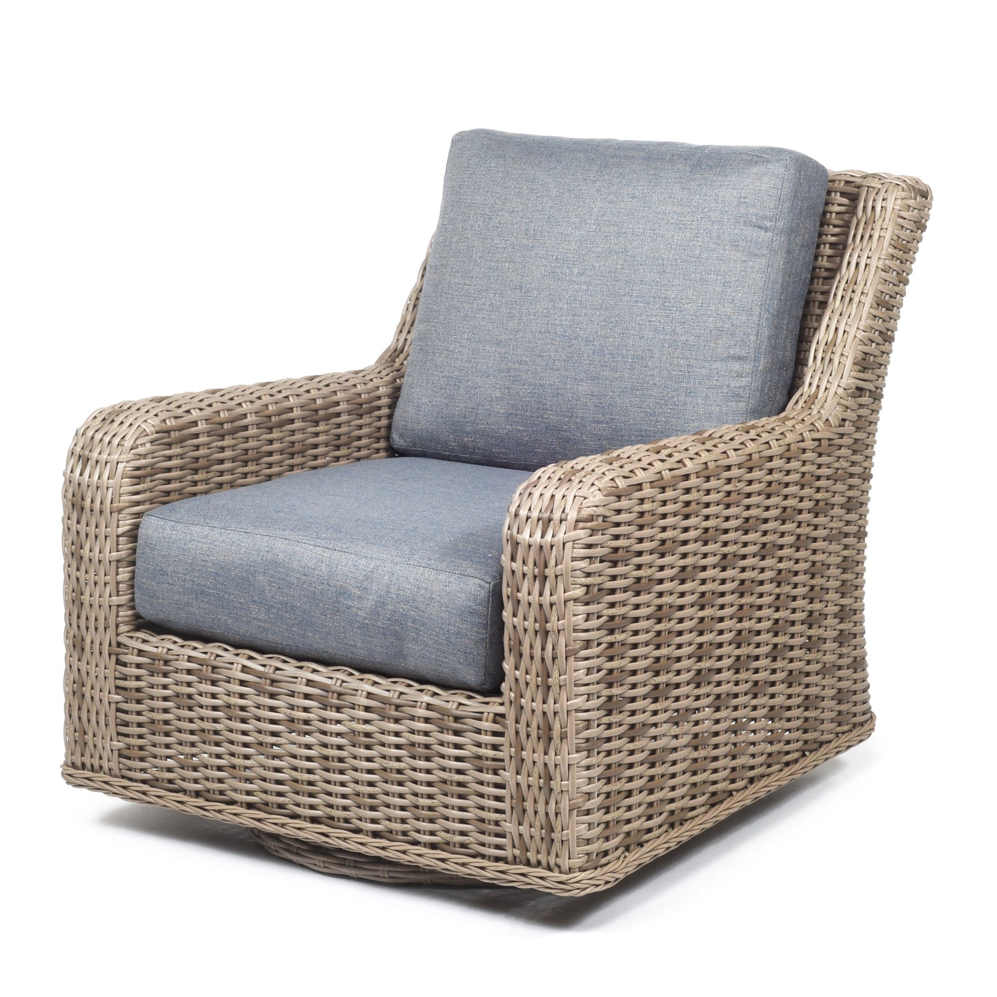 Laurent Swivel Club Chair Driftwood Weave Adena Denim Fabric, image 13