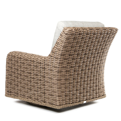 
                  Laurent Swivel Club Chair Driftwood Weave Fresco Flax Fabric Back - Image 4
                