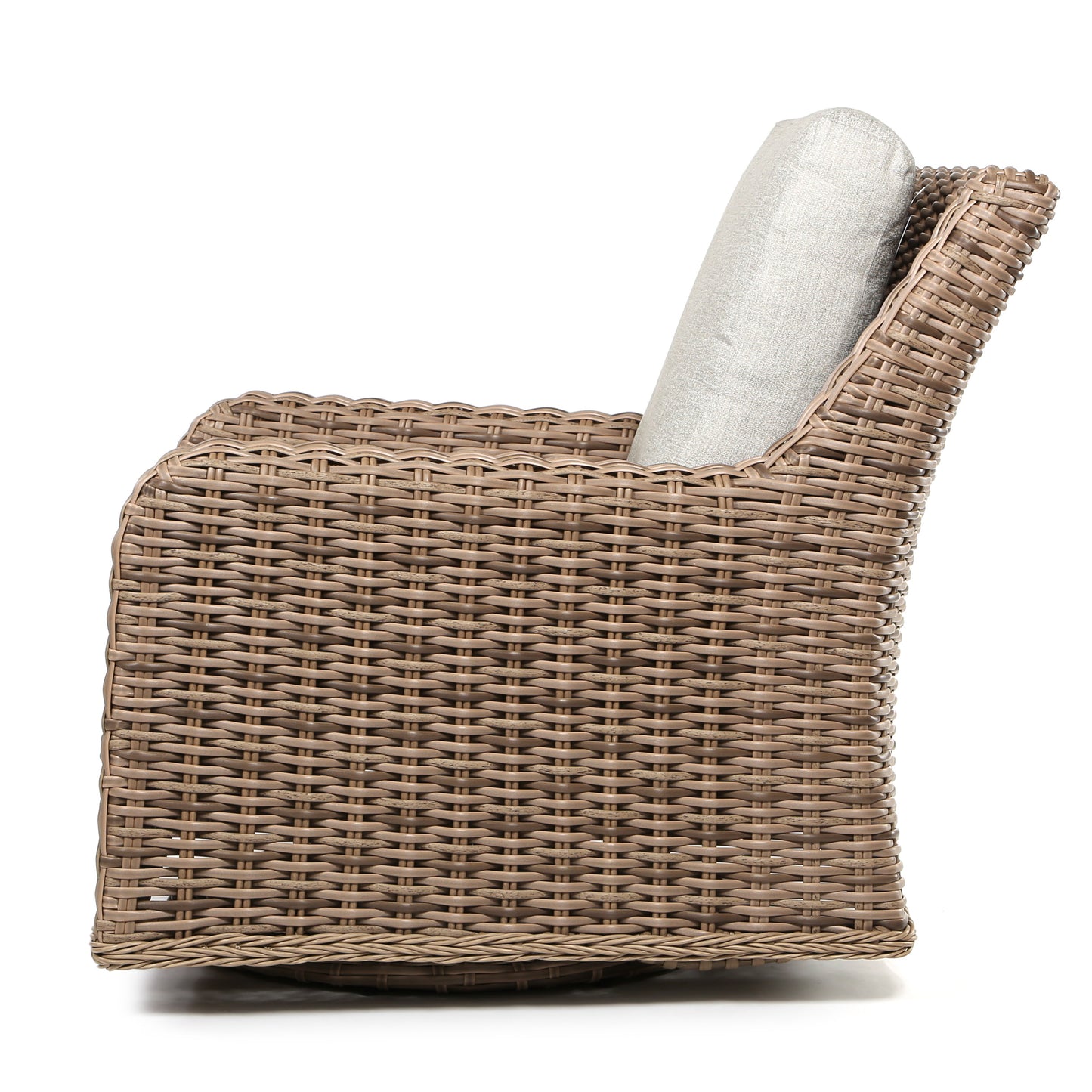 Laurent Swivel Club Chair Driftwood Weave Fresco Flax Fabric Side, image 2