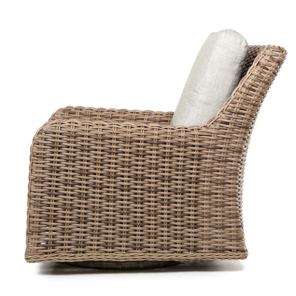 
                  Laurent Swivel Club Chair Driftwood Weave Fresco Flax Fabric Side - Image 3
                