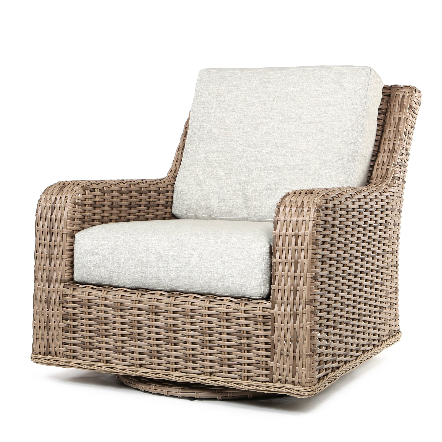 Laurent Swivel Club Chair Driftwood Weave Fresco Flax Fabric, image 1