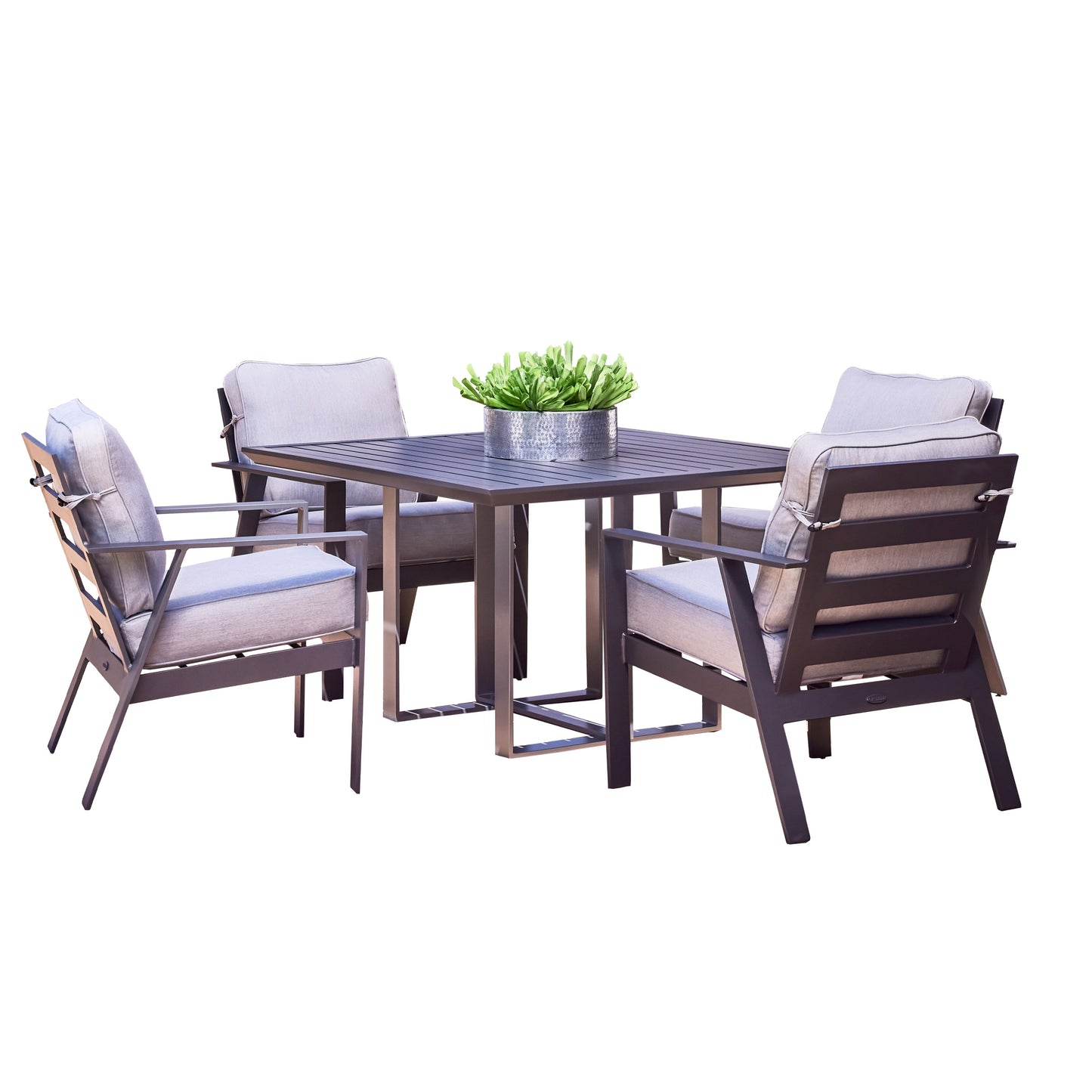 Luxe 5 Piece Dining Set Panama Smoke Grey Cushions, image 1