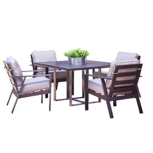 Luxe 5 Piece Dining Set Panama Smoke Grey Cushions