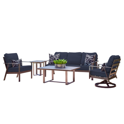 Luxe 5 Piece Sofa Set Blend Indigo Cushions