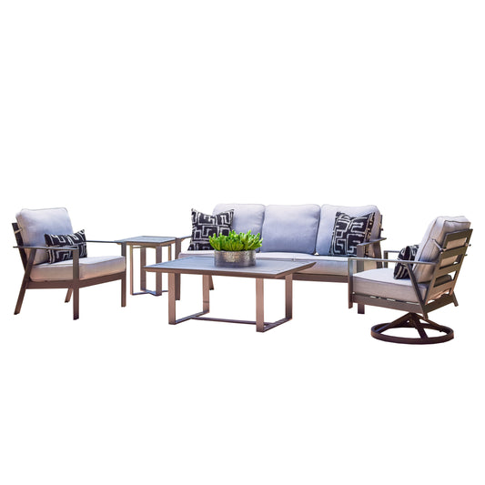 Luxe 5 Piece Sofa Set Panama Smoke Grey Cushions