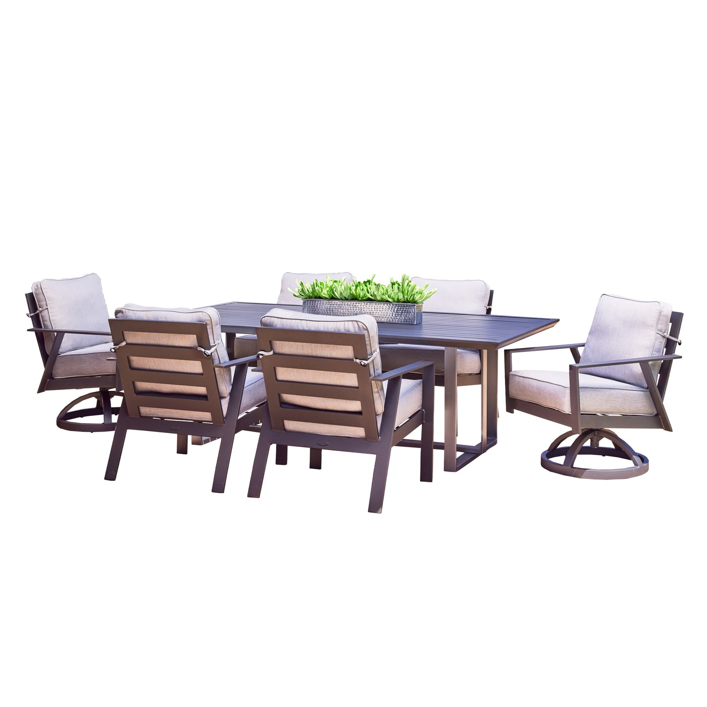 Luxe 7 Piece Dining Set Panama Smoke Grey Cushions, image 1