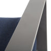 Luxe Loveseat Blend Indigo Cushions Matte Gunmetal Finish Detail