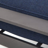 Luxe Ottoman Blend Indigo Cushions Matte Gunmetal Finish Detail