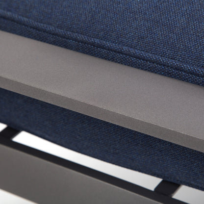 
                  Luxe Ottoman Blend Indigo Cushions Matte Gunmetal Finish Detail - Image 5
                