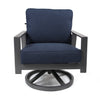 Luxe Swivel Rocker Lounge Chair Blend Indigo Cushions Front