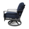 Luxe Swivel Rocker Lounge Chair Blend Indigo Cushions Side