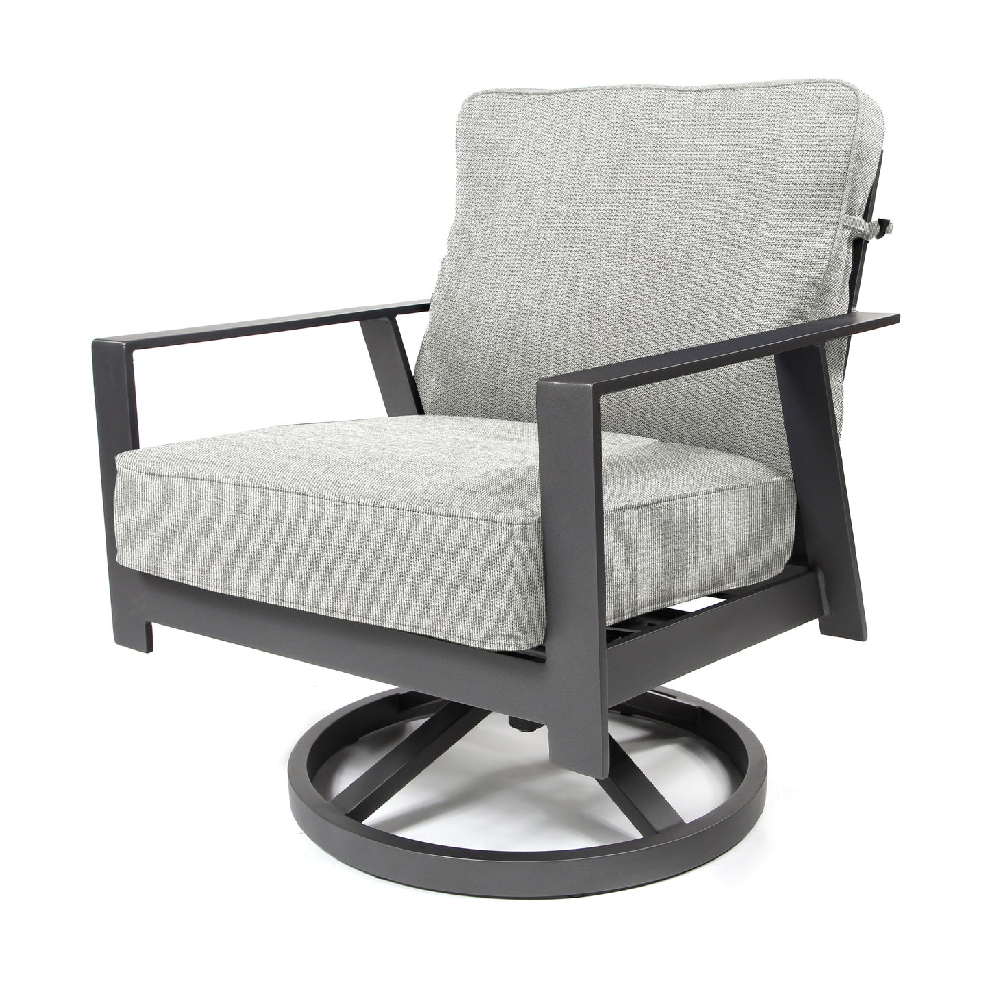 Luxe Swivel Rocker Lounge Chair Panama Smoke Grey Cushions, image 2