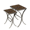 Mahogany Atlas Nesting Table Set Pewter Frame