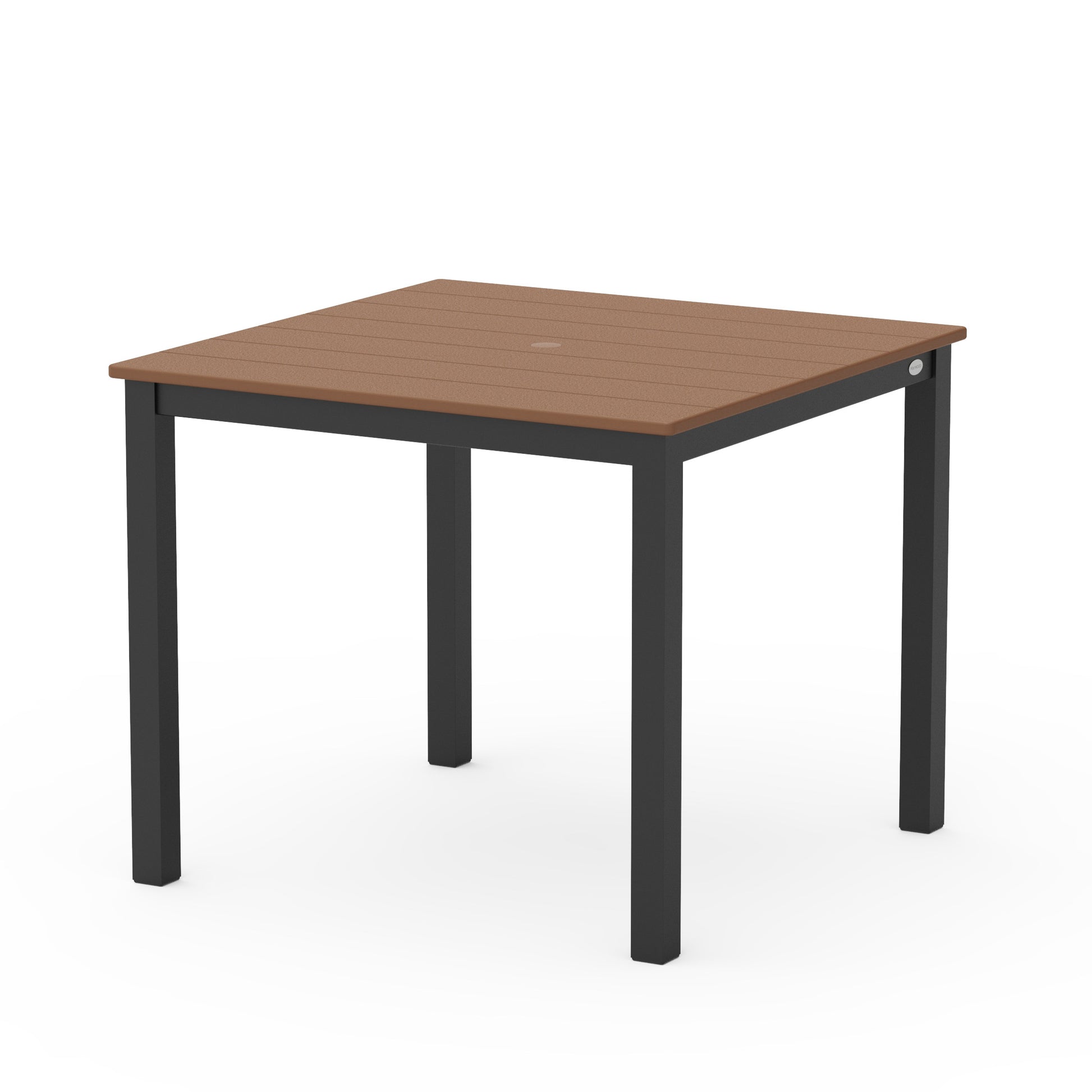 36x36 patio table and umbrella and 4 chairs POLYWOOD Main Street Black 36" Sq. Aluminum Dining Table