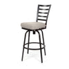 Mallin Armless Slat Back Swivel Barstool Autumn Rust Finish Linen Silver Cushion