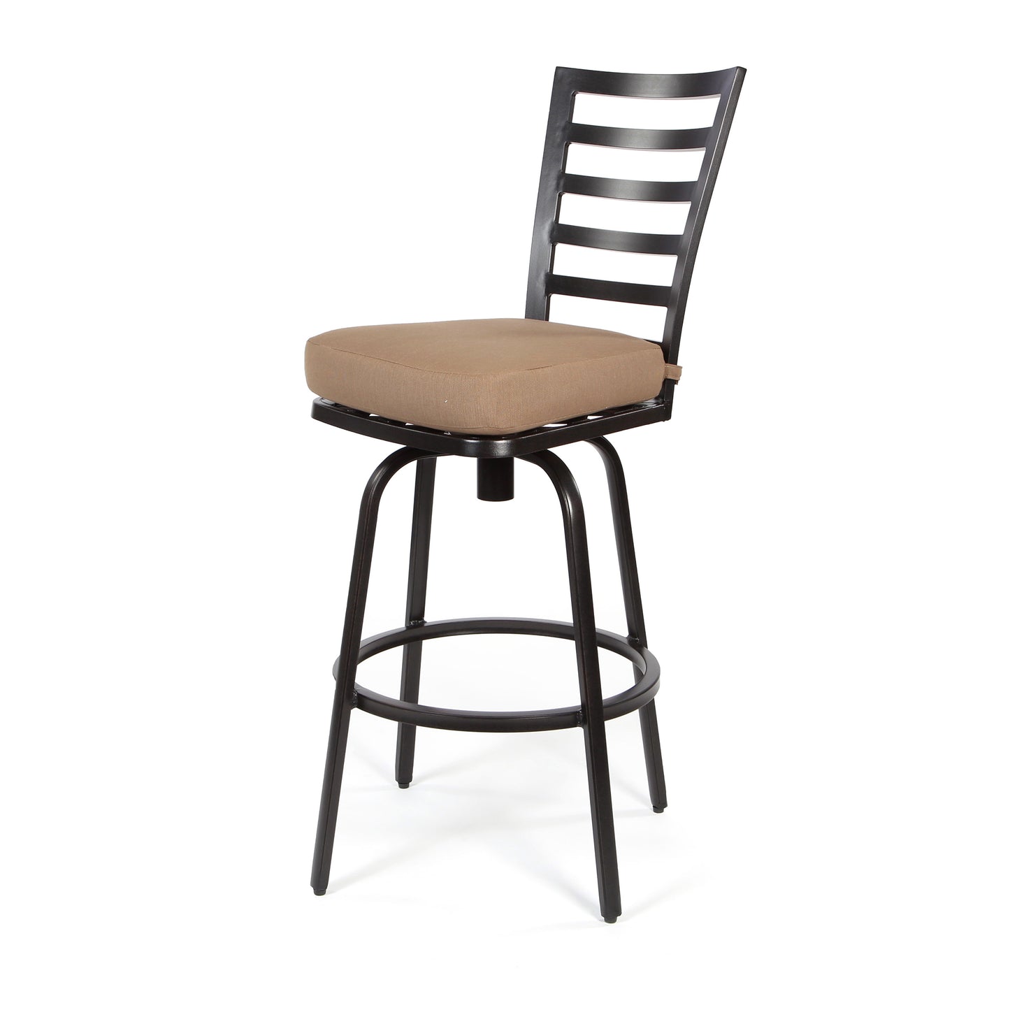 Mallin Armless Slat Back Swivel Barstool Autumn Rust Finish Spectrum Caribou Cushion, image 7