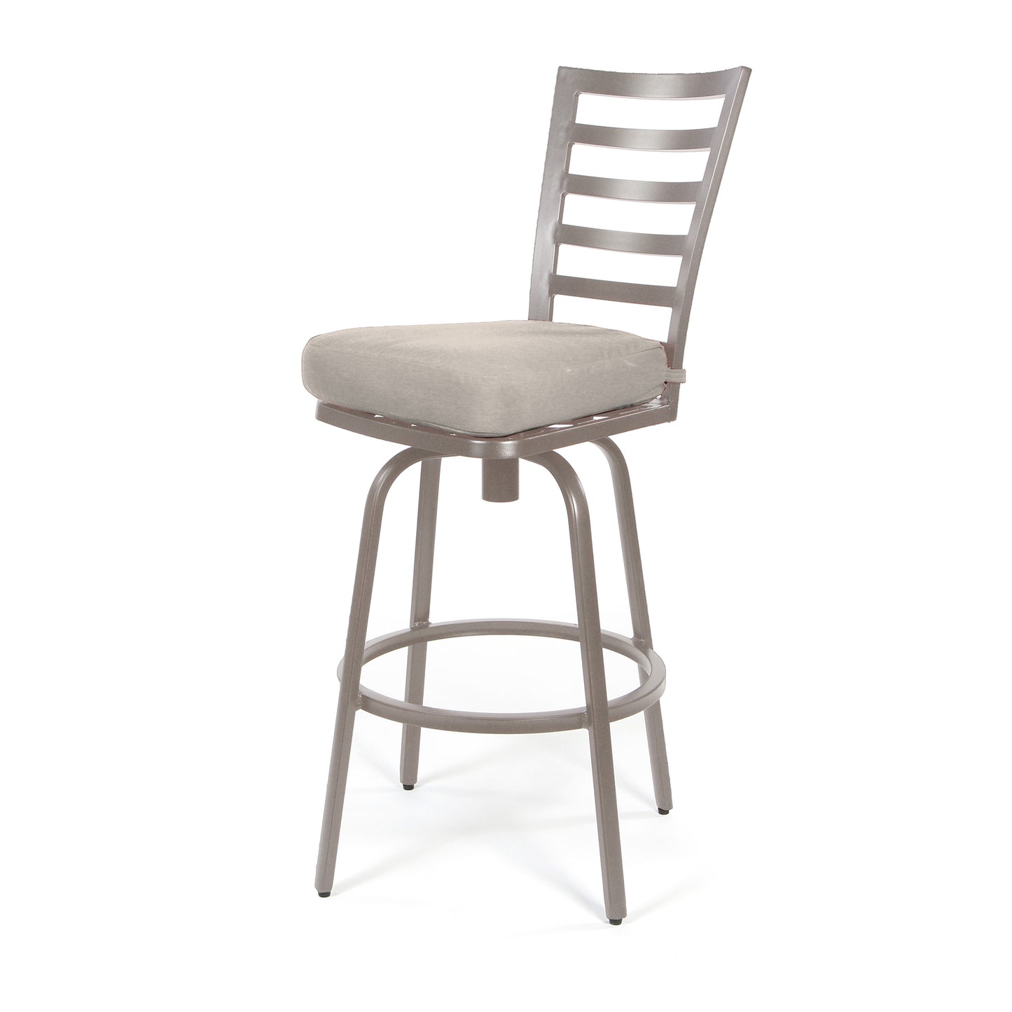 Mallin Armless Slat Back Swivel Barstool Glimmer Grey Finish Linen Silver Cushion, image 9