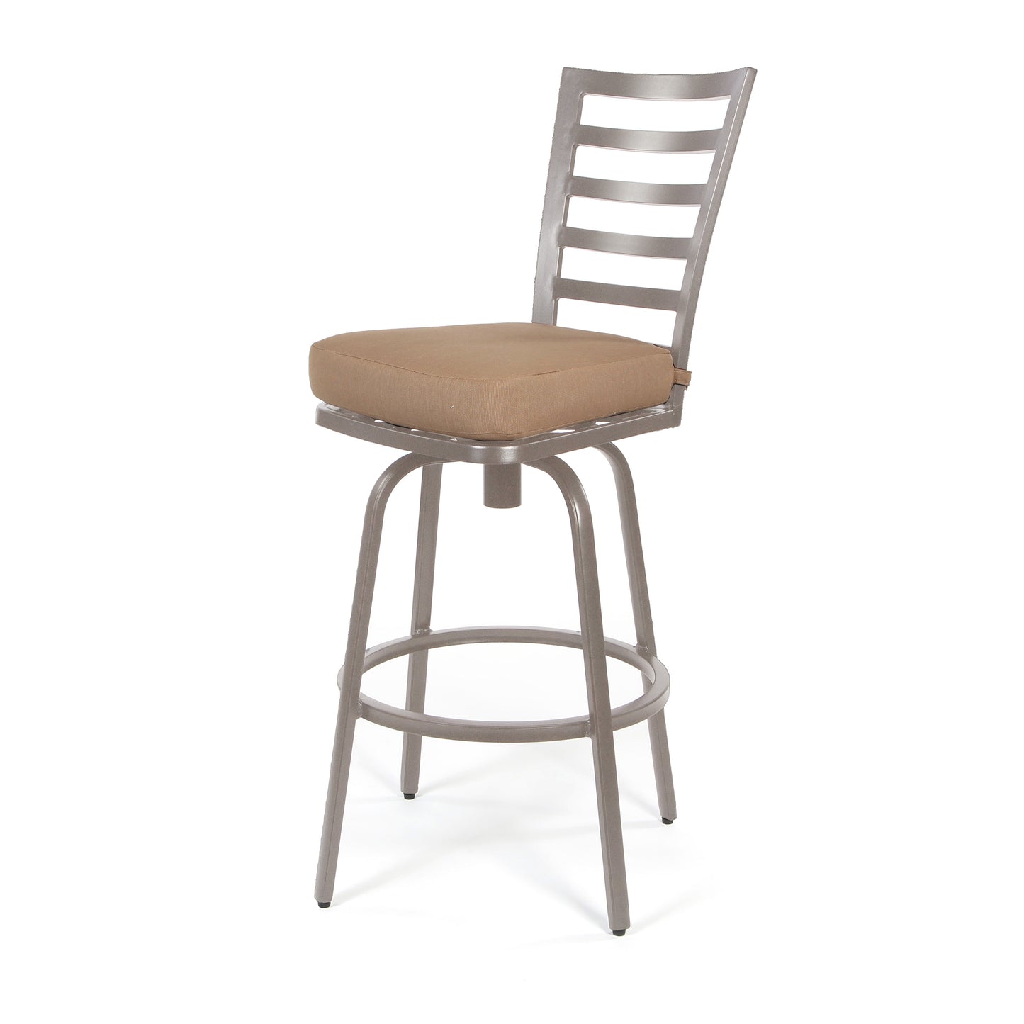 Mallin Armless Slat Back Swivel Barstool Glimmer Grey Finish Spectrum Caribou Cushion, image 10