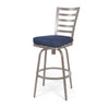 Mallin Armless Slat Back Swivel Barstool Glimmer Grey Finish Spectrum Indigo Cushion