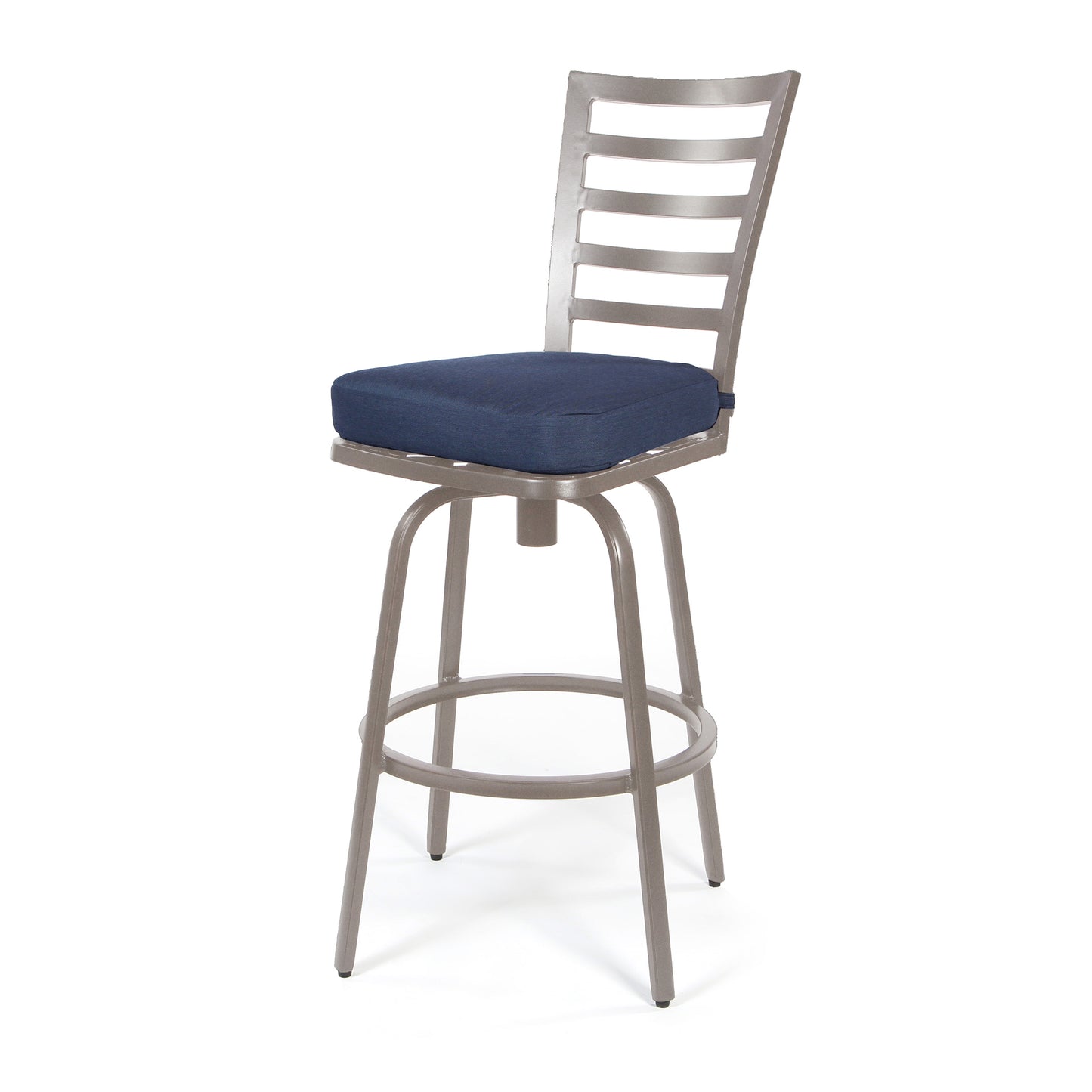 Mallin Armless Slat Back Swivel Barstool Glimmer Grey Finish Spectrum Indigo Cushion, image 11