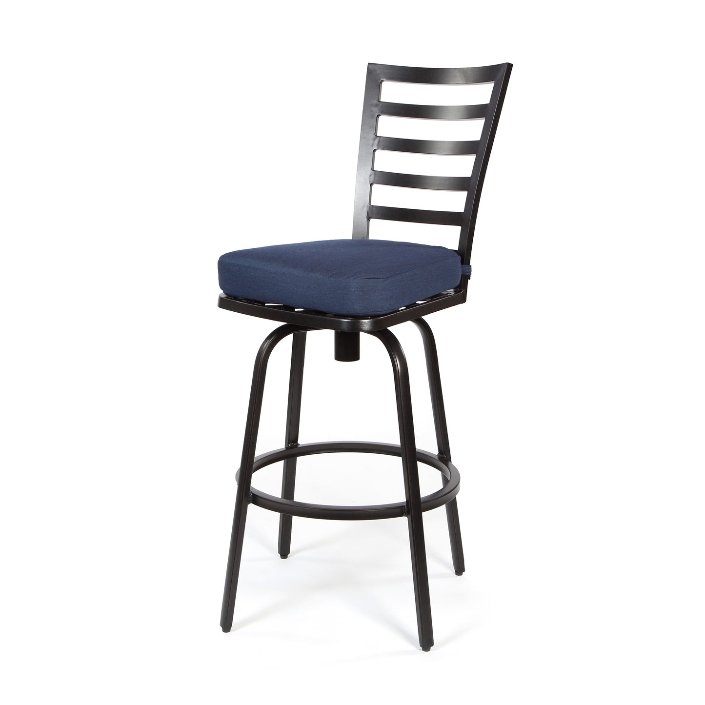 Mallin Armless Slat Back Swivel Counter Stool Autumn Rust Finish Spectrum Indigo Cushion, image 4