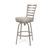 Mallin Armless Slat Back Swivel Counter Stool Glimmer Grey Finish Linen Silver Cushion