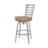 Mallin Armless Slat Back Swivel Counter Stool Glimmer Grey Finish Spectrum Caribou Cushion