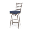 Mallin Armless Slat Back Swivel Counter Stool Glimmer Grey Finish Spectrum Indigo Cushion