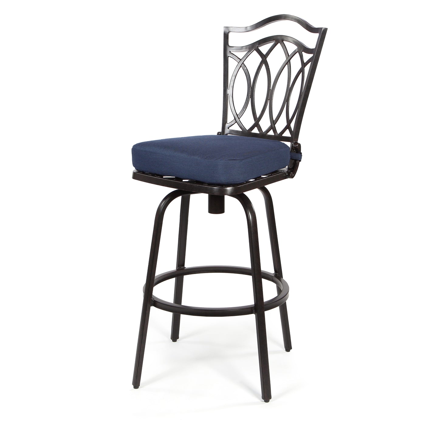 Mallin Armless Swivel Barstool Autumn Rust Finish Spectrum Indigo Cushion, image 1