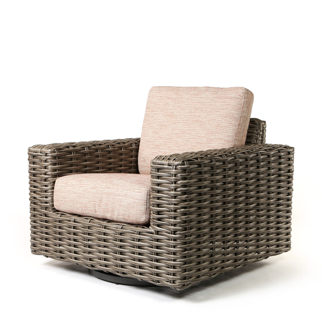Mia Swivel Glider Brushed Clay Cushions Fog Weave