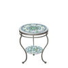 Miraval Round Double Tiered Side Table Pewter Frame