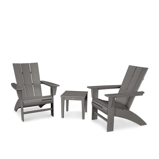 Modern 3 Piece Curveback Adirondack Set Slate Gray