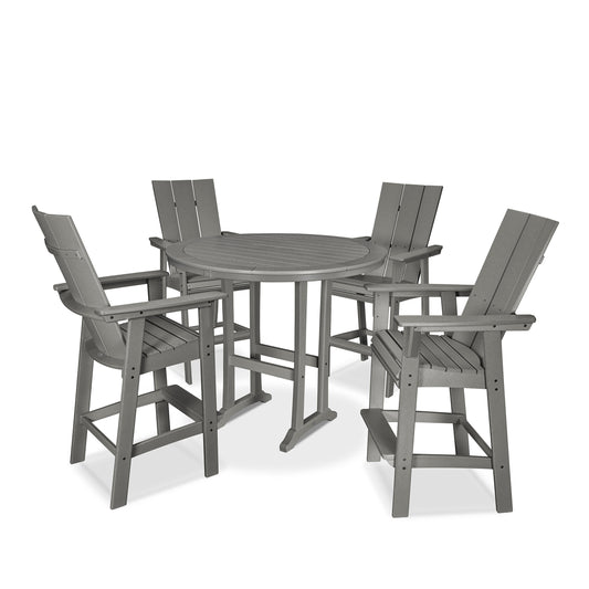 Modern Curveback Adirondack 5 Piece Bar Set Slate Gray