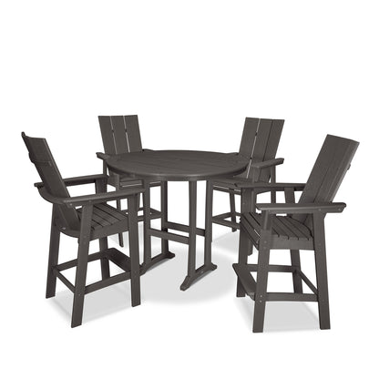 
                  Modern Curveback Adirondack 5 Piece Bar Set Vintage Coffee - Image 16
                