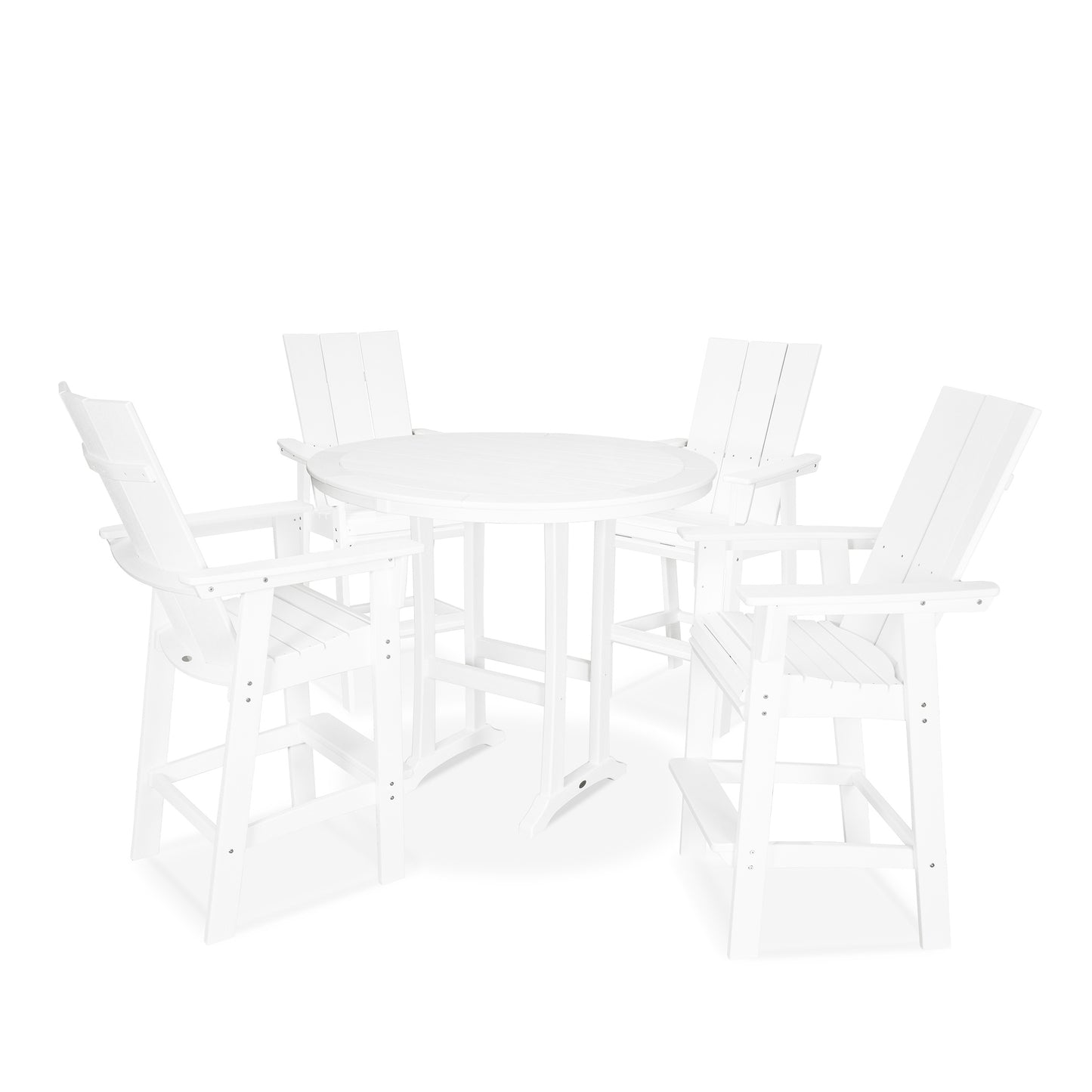 Modern Curveback Adirondack 5 Piece Bar Set Vintage White, image 18