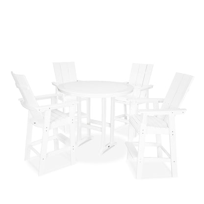 
                  Modern Curveback Adirondack 5 Piece Bar Set Vintage White - Image 18
                