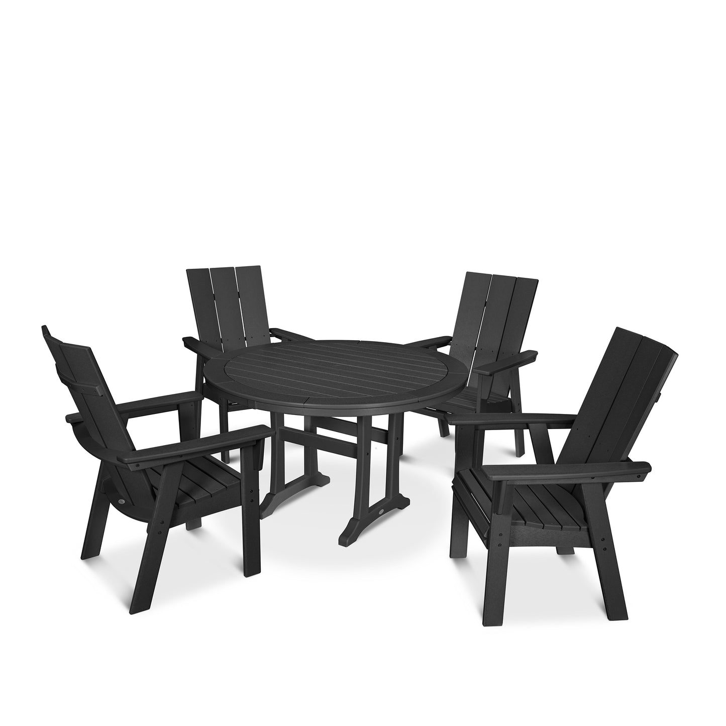 Modern Curveback Adirondack 5 Piece Dining Set Black, image 6