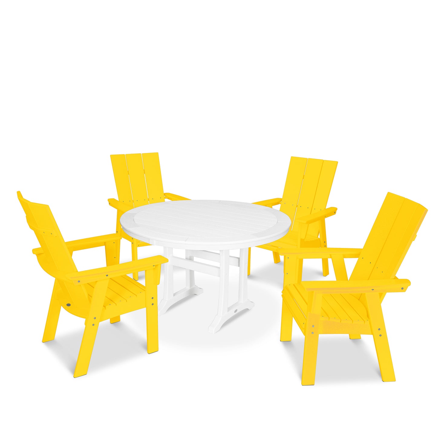 Modern Curveback Adirondack 5 Piece Dining Set Lemon, image 8