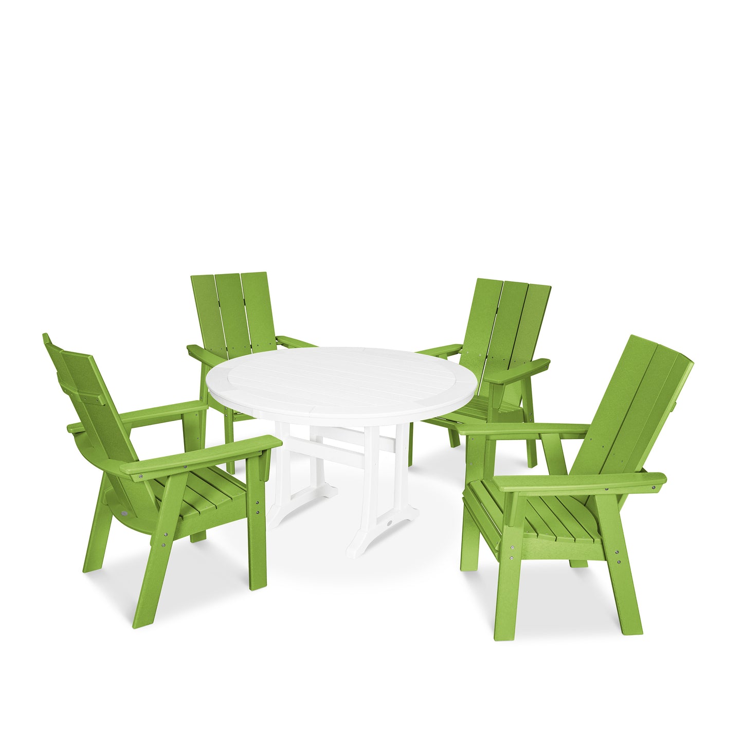 Modern Curveback Adirondack 5 Piece Dining Set Lime, image 9