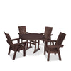 Modern Curveback Adirondack 5 Piece Dining Set Mahogany