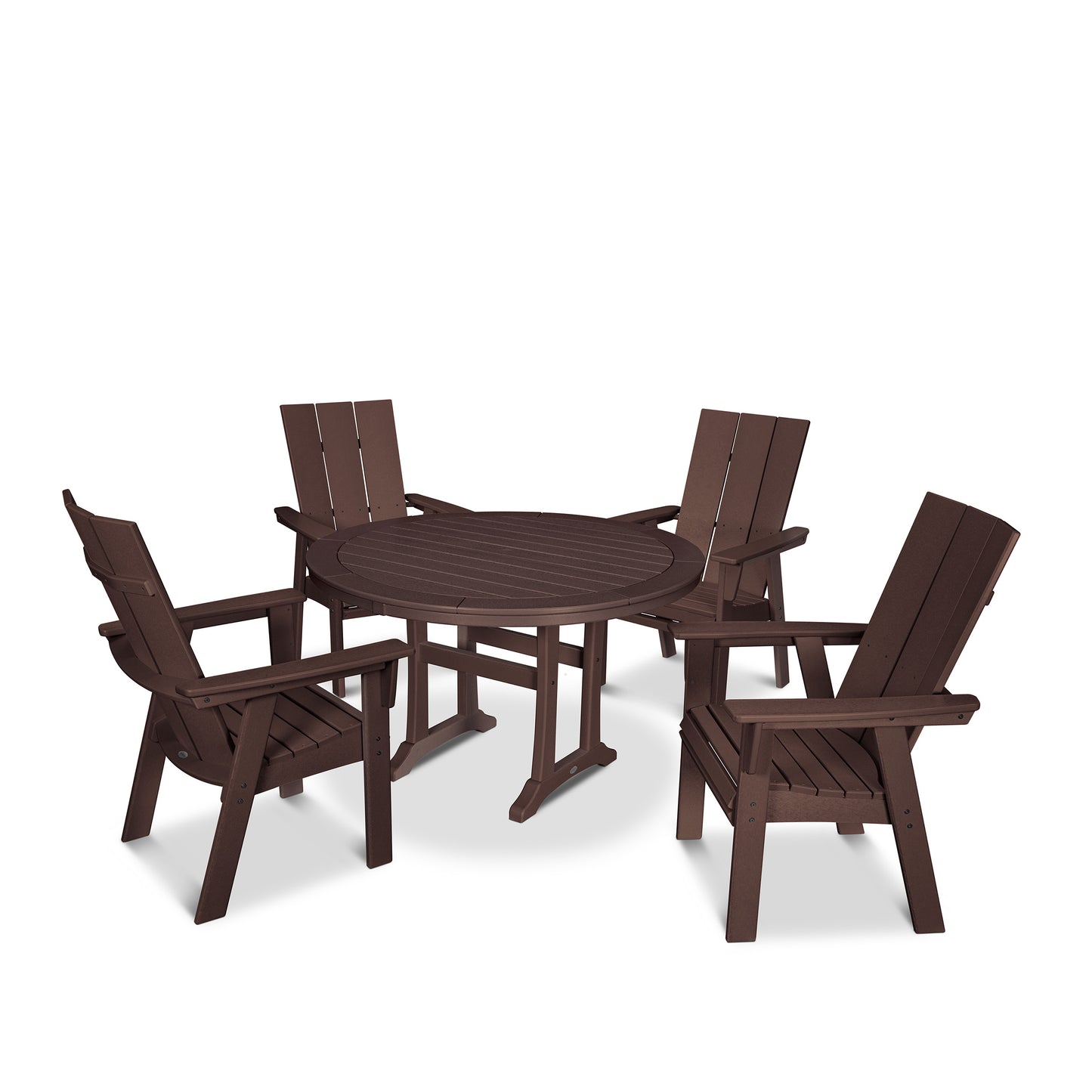 Modern Curveback Adirondack 5 Piece Dining Set Mahogany, image 10