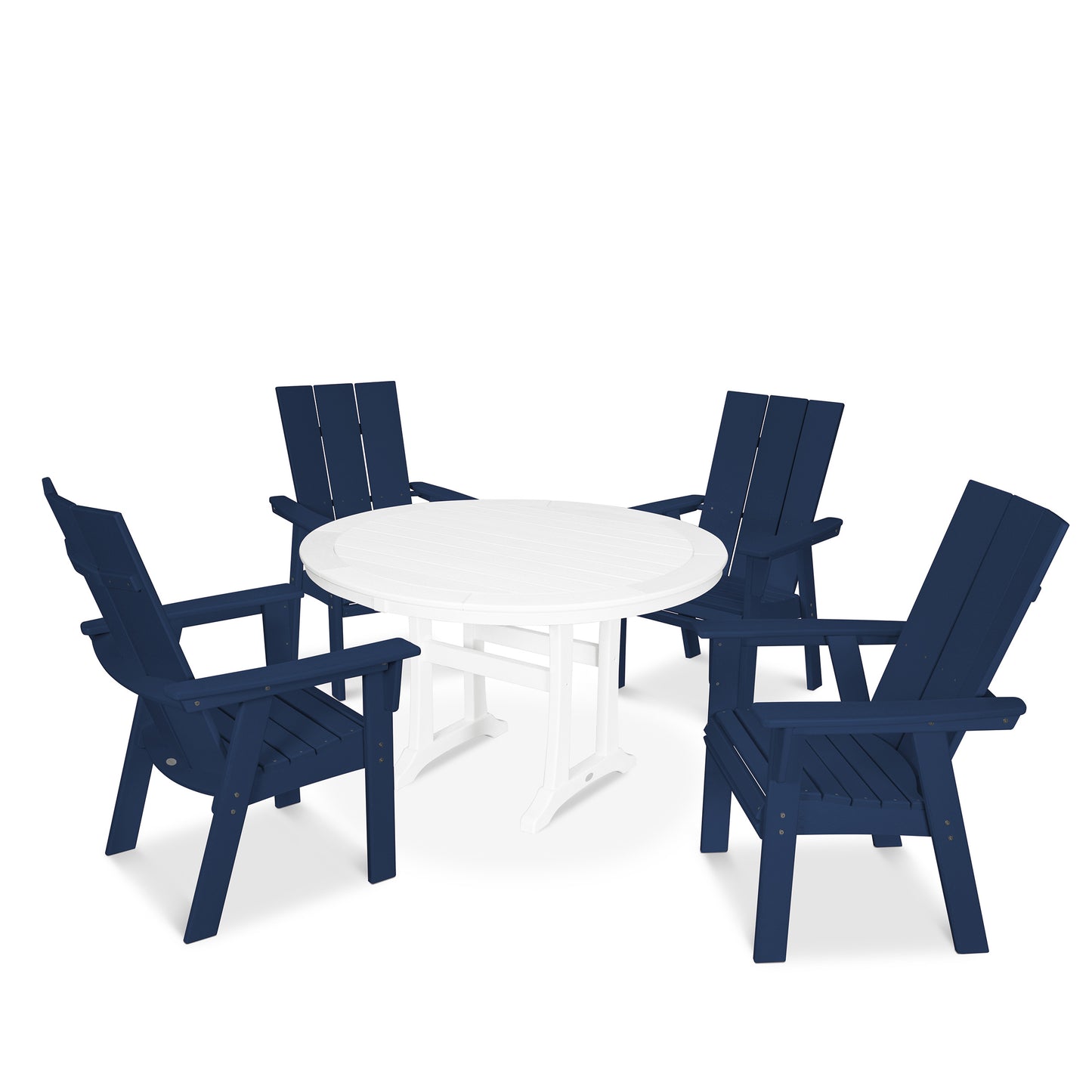 Modern Curveback Adirondack 5 Piece Dining Set Navy, image 11