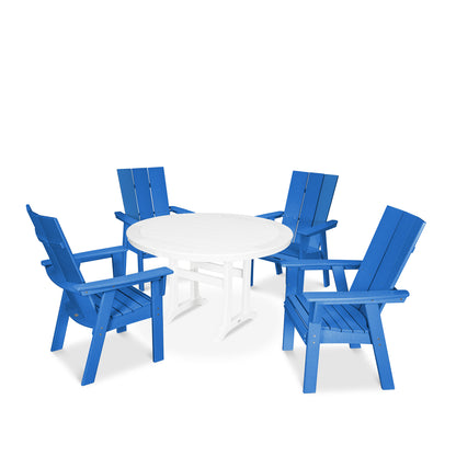 
                  Modern Curveback Adirondack 5 Piece Dining Set Pacific Blue - Image 12
                