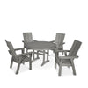 Modern Curveback Adirondack 5 Piece Dining Set Slate Gray